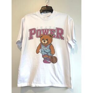 INKAKA POWER SHIRT MENS MEDIUM WHITE TEDDY BASKETBALL GRAPHIC-TEE POWERHOUSE